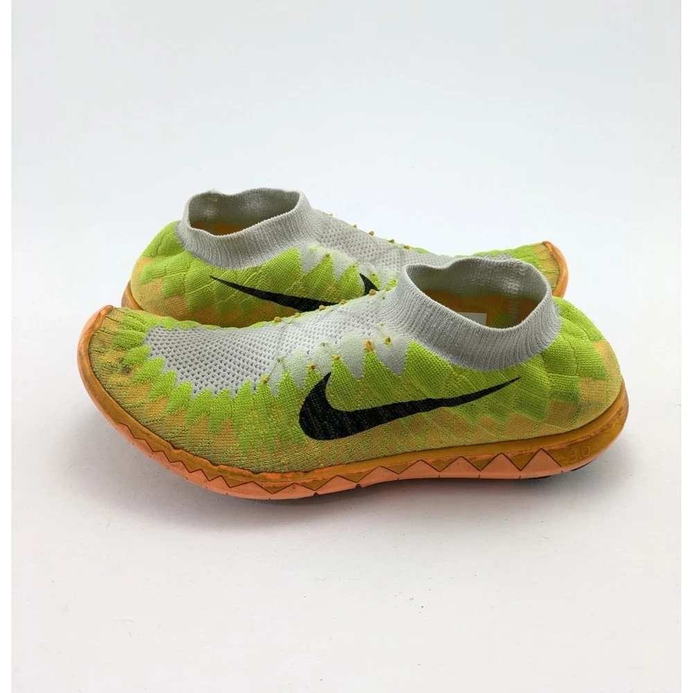 Mens Nike Free 3.0 White Laser Orange Flyknit Running Shoes 636232-100 Size 10.5